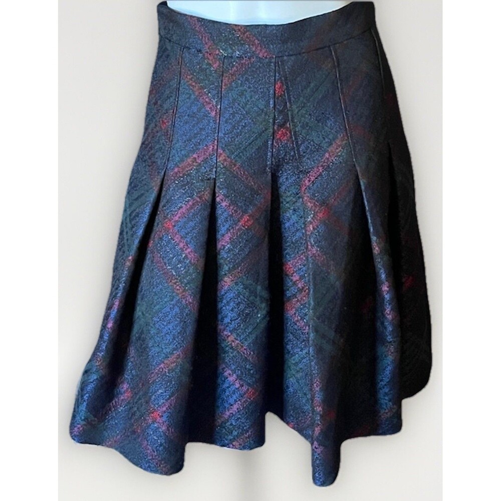 Brooks Brothers Blue Multi Plaid Pleated Skirt Size 6